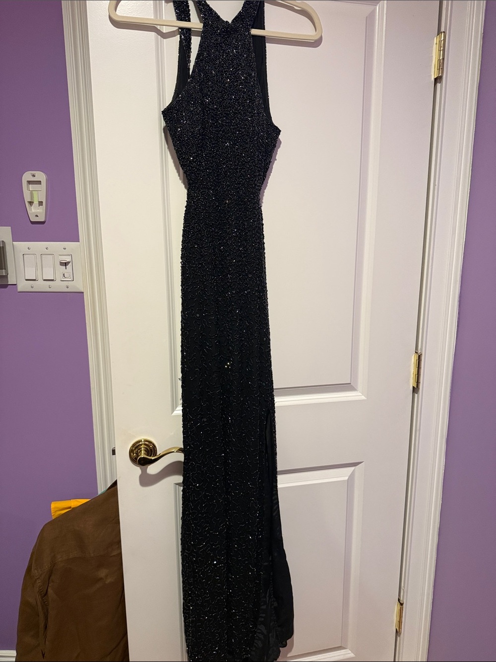 Cache beaded halter gown